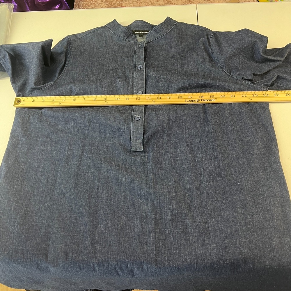 Universal Standard Hannah Shirt Dress Womens 14/16 Blue Cotton‎ Stretch Casual - Picture 12 of 13